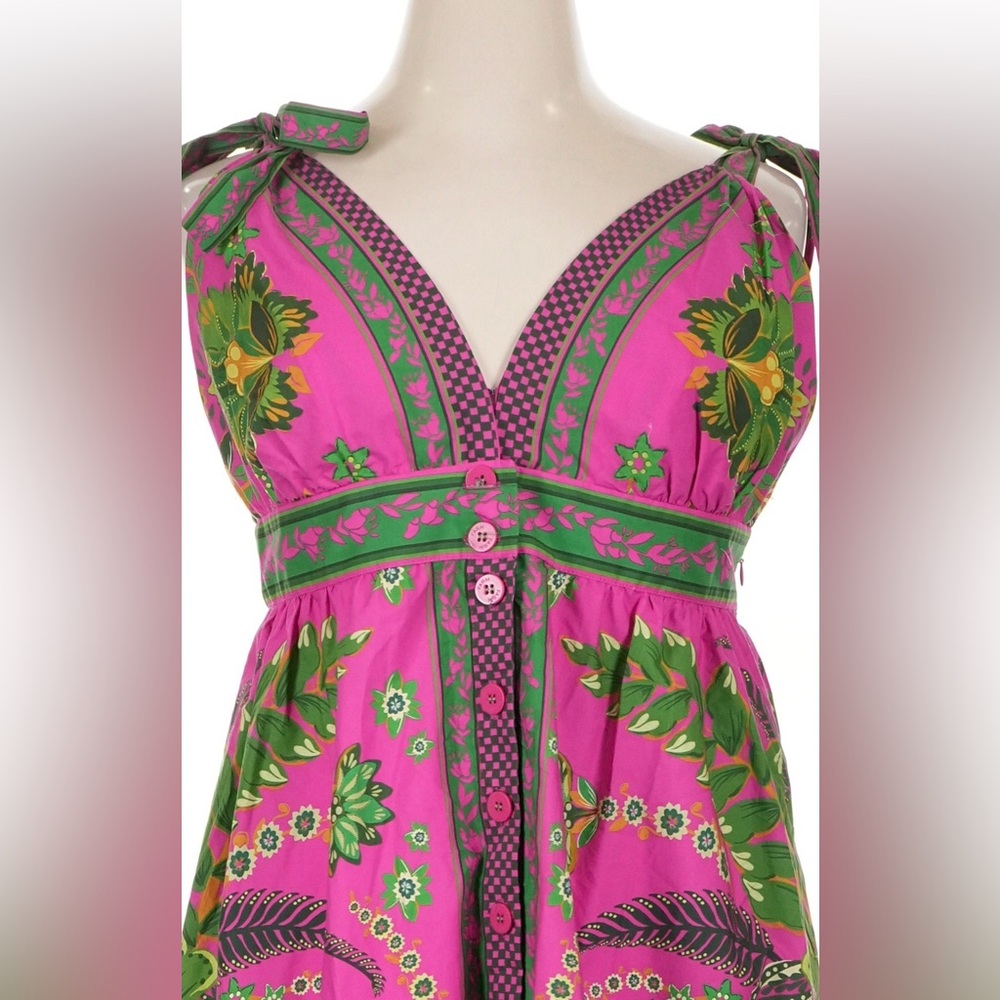 🌺 Farm Rio Ana Tapestry Sleeveless Dress, NWT, pink green bold summer midi dress - Picture 3 of 12